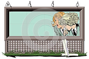 Two girls are talking. Stock illustration.