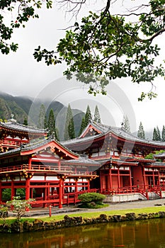 Stock image of Byodo-In Temple, O'ahu, Hawaii, USA