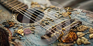 stock image of a guitar on a simple isolated background, and an image