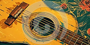 stock image of a guitar on a simple isolated background, and an image