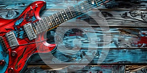 stock image of a guitar on a simple isolated background, and an image