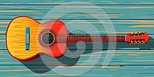 stock image of a guitar on a simple isolated background, and an image