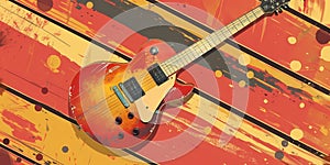 stock image of a guitar on a simple isolated background, and an image