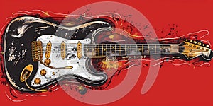 stock image of a guitar on a simple isolated background, and an image