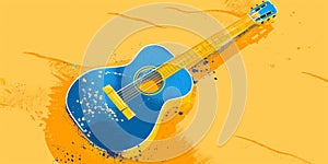 stock image of a guitar on a simple isolated background, and an image