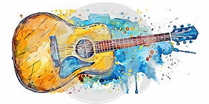 stock image of a guitar on a simple isolated background, and an image