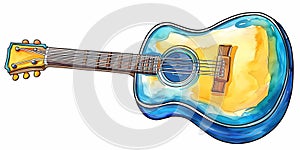 stock image of a guitar on a simple isolated background, and an image