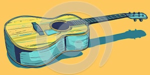 stock image of a guitar on a simple isolated background, and an image