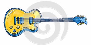 stock image of a guitar on a simple isolated background, and an image