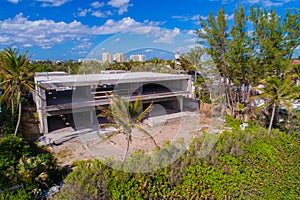 Luxury mansion under construction on the beach