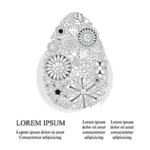 Stock isolated easter doodl egg with place for text.