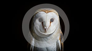 AI image of a barn owl against a dark background