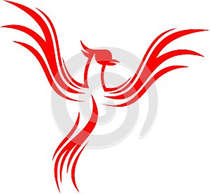 Stock logo flaming line phoenix bird flying