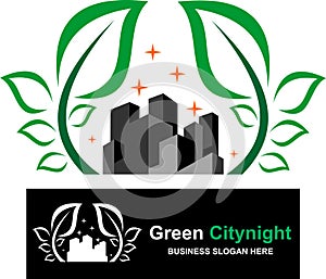 Stock logo green city night