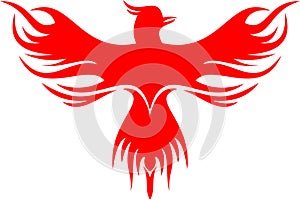 Stock logo red phoenix bird flying