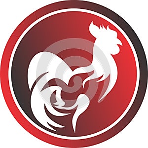 Stock logo rooster farming on circle