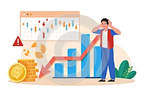 Stock Market Analysis Illustration concept on white background