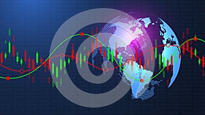 Stock market background or forex trading business graph chart for financial investment concept. Business presentation