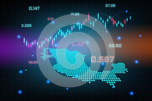 Stock market background or forex trading business graph chart for financial investment concept of Mexico map. business idea and