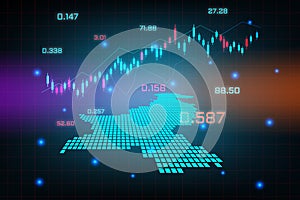 Stock market background or forex trading business graph chart for financial investment concept of Pakistan map. business idea and