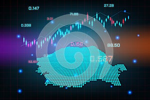 Stock market background or forex trading business graph chart for financial investment concept of Romania map. business idea and