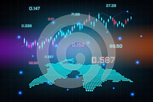 Stock market background or forex trading business graph chart for financial investment concept of Tajikistan map. business idea