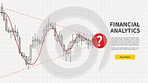 Stock market candlestick graph with red question symbol webpage banner