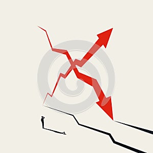 Stock market changes and fluctuations vector concept. Markets plummet and skyrocket, soar. Market analysis symbol. photo