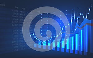 Stock market chart background in perspective graphic design for financial investment concept