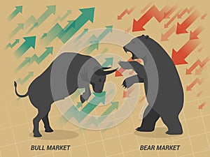 Stock market concept bull and bear