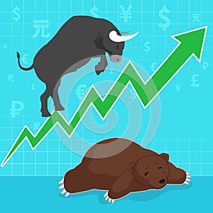 Stock market concept bull and bear