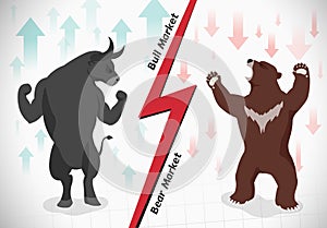 Stock market concept bull and bear