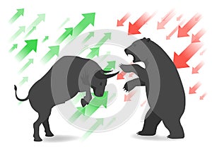 Stock market concept bull and bear