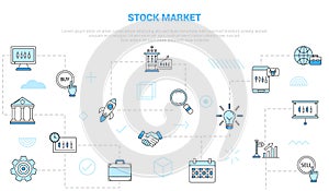 Stock market concept with icon set template banner with modern blue color style