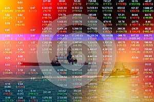 Stock market concept with oil rig in the gulf