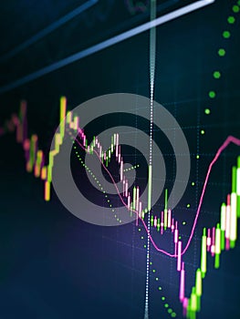 Stock market data on LED display. New technologies for business. Stock exchange data diagram on tablet computer. Business graph