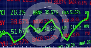 Stock market data and statistical data processing against black background