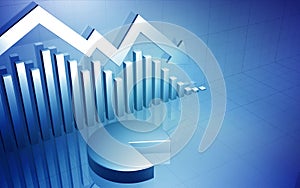 Stock Market Down Arrow with Pie Chart