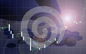 Stock market exchange analysis or forex graph gain profit