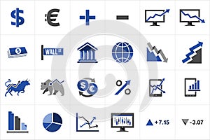 Stock market finance icon set