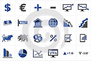 Stock market finance icon set photo