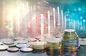 Stock market or forex trading graph and candlestick chart suitable for financial investment concept.