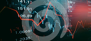 Stock market or forex trading graph and candlestick chart suitable for financial investment concept.