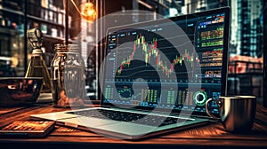 Stock market or forex trading graph and candlestick chart suitable for financial investment concept