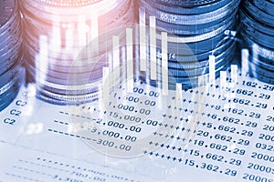 Stock market or forex trading graph and candlestick chart suitable for financial investment concept. Economy trends background for