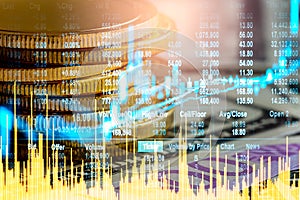 Stock market or forex trading graph and candlestick chart suitable for financial investment concept. Economy trends background for