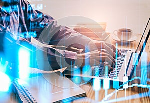 Stock market or forex trading graph and candlestick chart suitable for financial investment concept. Economy trends background for