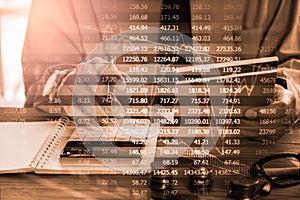 Stock market or forex trading graph and candlestick chart suitable for financial investment concept. Economy trends background for