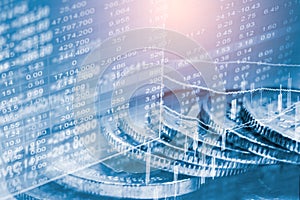 Stock market or forex trading graph and candlestick chart suitable for financial investment concept. Economy trends background for