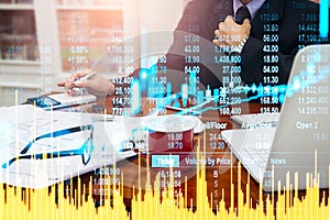 Stock market or forex trading graph and candlestick chart suitable for financial investment concept. Economy trends background for